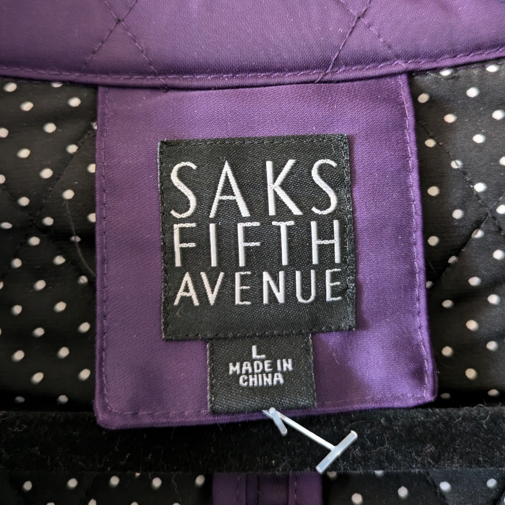 Saks Fifth Avenue Purple Quilted Coat Size L - Picture 6 of 6